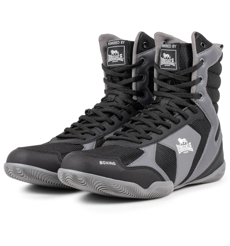 Lonsdale Unisex Heskin Boxing Shoes, Black/Grey/White, 39 EU, Black/Grey/White, 7 UK