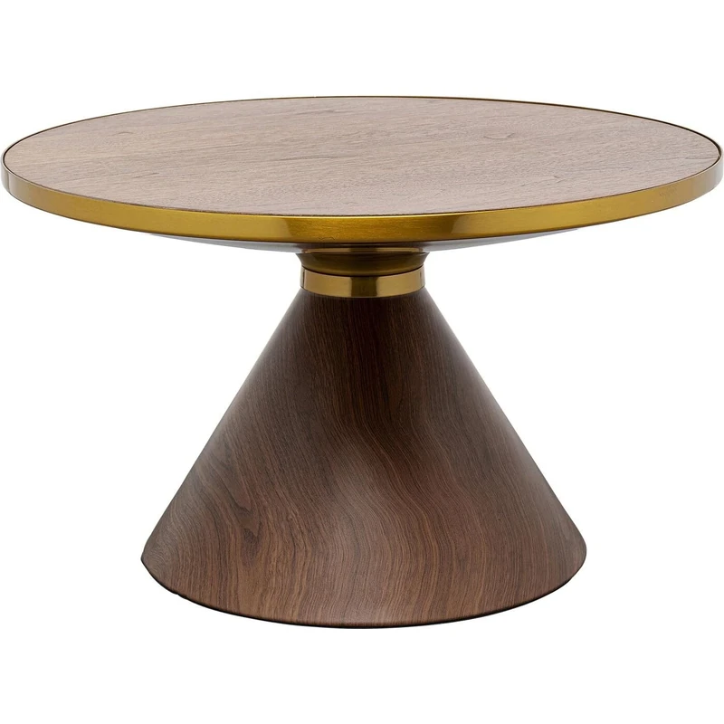 Kare Design Coffee Table Cono, Brown, Wooden Tabeltop, Modern, Elegant, Diameter 70cm, Round Sofa Side Table, Decorative Home Accessories, Room Decor for Living Room, 34x70 cm