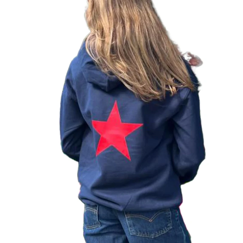 Y2K Printed Hoodie Pullover Sweatshirt for Women, Retro Goblet Graphic Hooded Sweatshirt, Drawstring Pocket Hoodie Spring Streetwear, navy blue, S