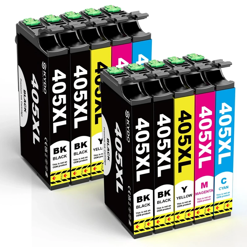 Skydo 10-Pack Compatible for 405XL Ink Cartridges Multipack Compatible for Epson Workforce Pro WF-7830DTWF WF-4820DWF WF-3820DWF WF-7840DTWF WF-4830DTWF WF-4820DWF WF-3825DWF WF-4825DWF