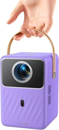 Portable ProjectorBuilt-In Rechargeable Battery & Andriod TVTOPTRO Mini Outdoor Projector with Electric Focus Auto Keystone, FHD 1080P, WiFi Bluetooth 50% Zoom Home Projectors Purple