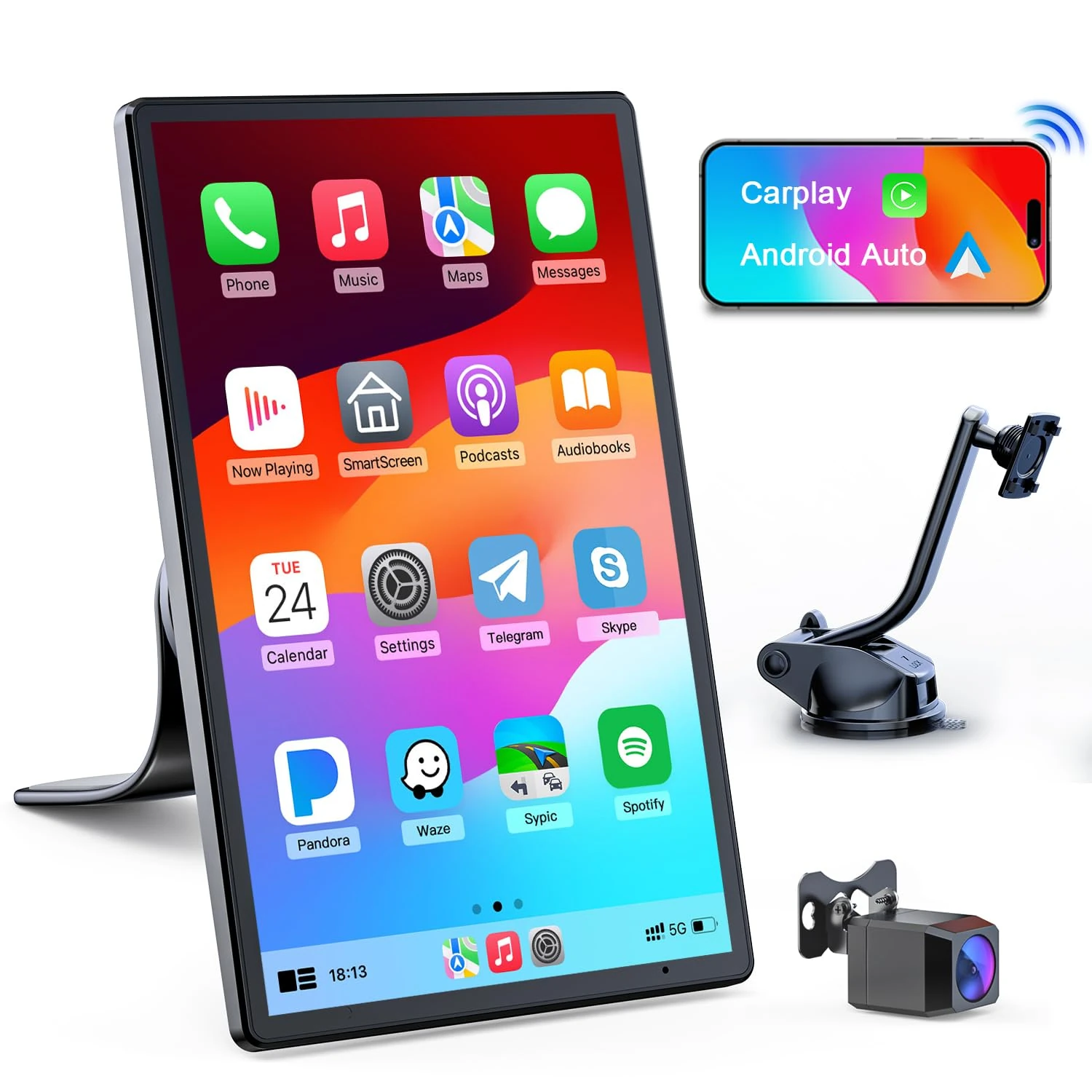 Avylet 8'' Wireless Car Stereo with Apple Carplay & Android Auto, Portrait & Landscape Screen, OTA, Magnetic Mount, Backup Camera, Car Radio, GPS Navigation, Bluetooth, Voice Control, Mirror Link