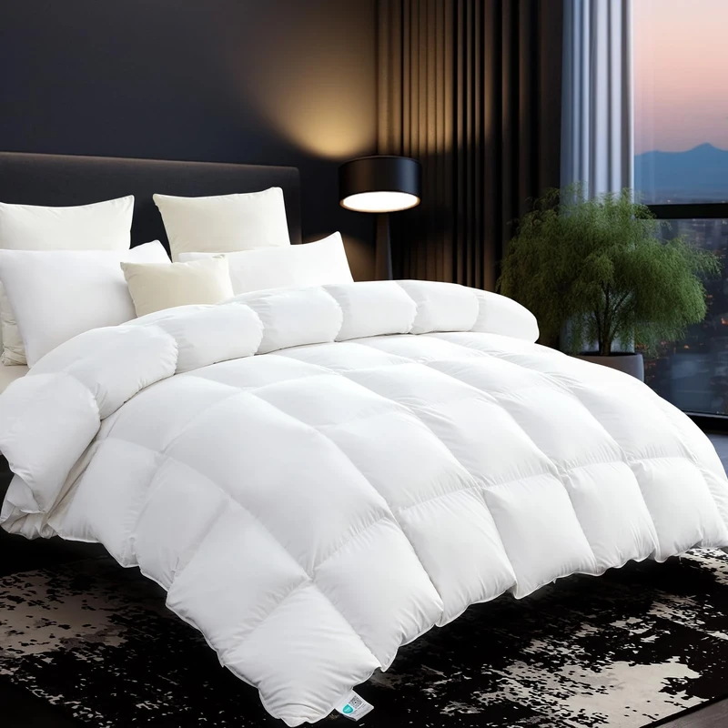 L LOVSOUL Down Comforter California Twin Size,Fluffy Twin Duvet Insert 800 Fill Power Medium Warm White Comforter with Corner Tabs(68x90 Inches, White) - Image 1