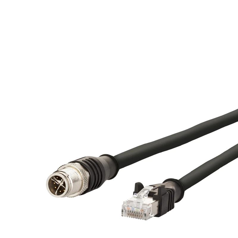 METZ CONNECT Connection Cable M12 ST-RJ45 ST 4-Pin X-Coded Black 5 m