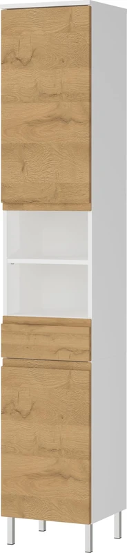 Germania 4334-559 GW-Torrance Tall Cabinet in White/Grandson Oak Nb. Handle-Free 34 x 190 x 34 cm (W x H x D)
