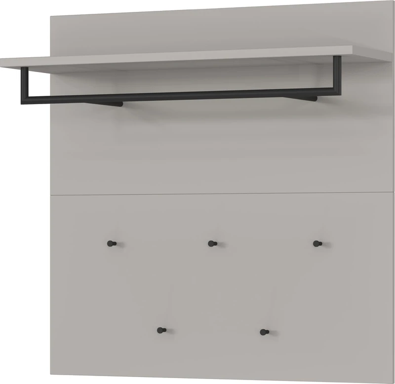 Germania 3800-186 GW-Bastia Coat Rack Panel in Stone Grey with Metal Clothes Rail 96 x 95 x 30 cm (W x H x D)