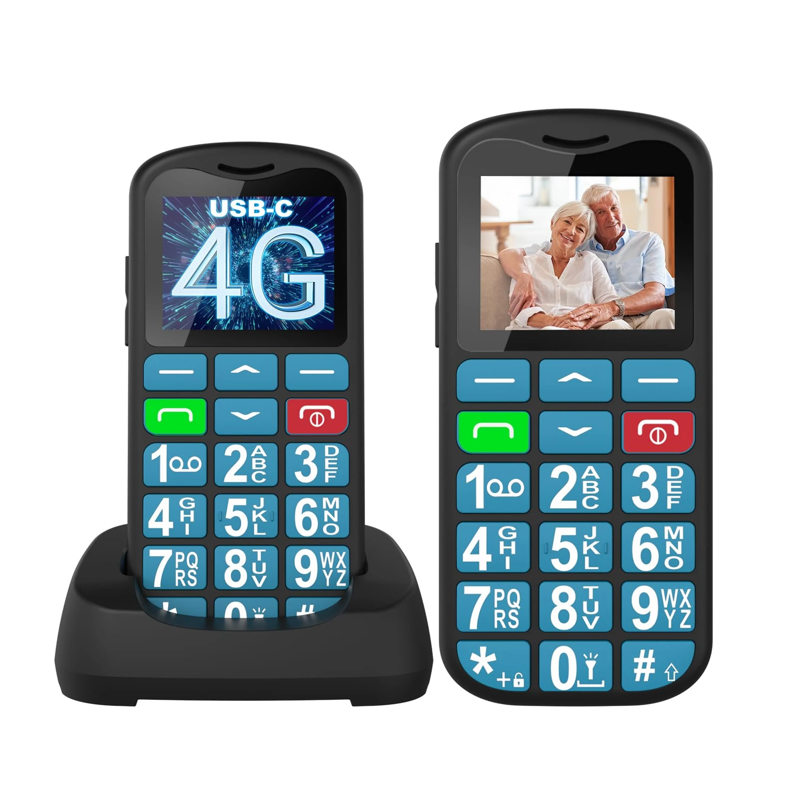 Tosaju Senior Mobile Phone 4G Big Button Phone for Elderly Simple Basic Unlocked Sim Free Easy to Use Feature Mobile Phone LCD Display SOS Button 1000 mAh Battery