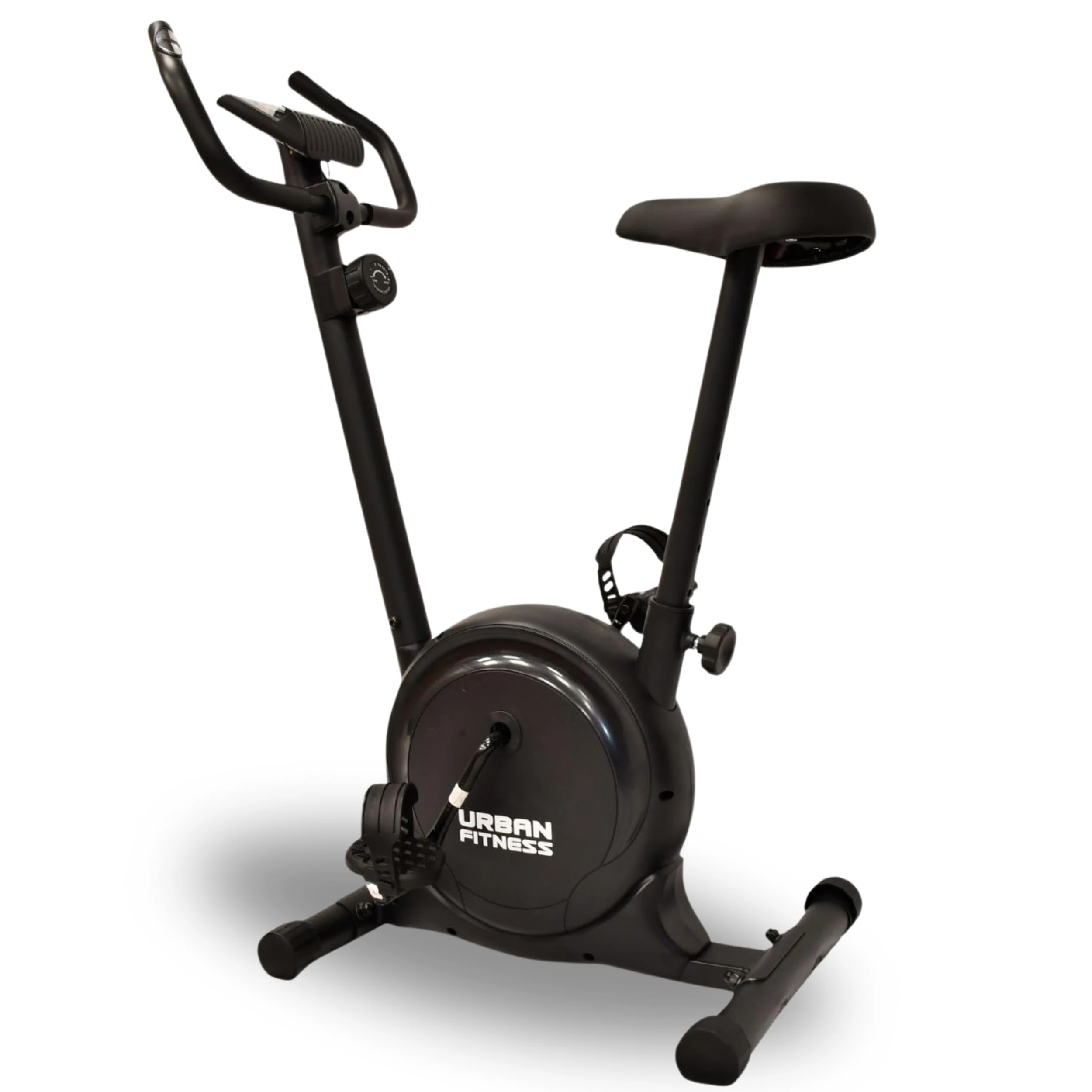 Urban Fitness Magnetic Exercise Bike Quiet Home Cardio Machine, Indoor Stationary Cycling Workout, Interactive LCD Display and Vertical Seat Adjustment, Black