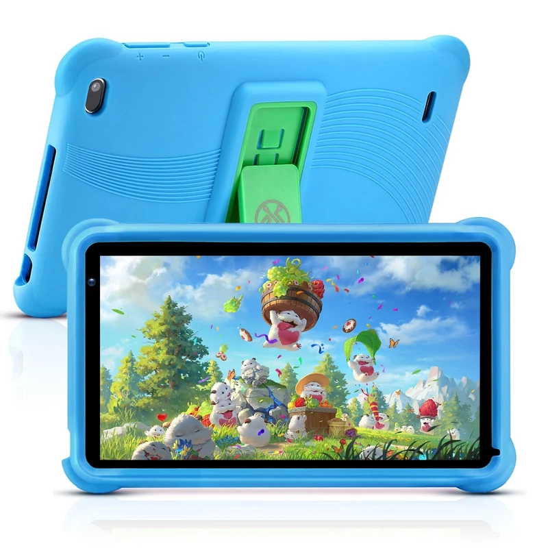 qunyiCO 7 inch Kids Tablet 32GB Android 11 WiFi Camera Bluetooth 2GB RAM HD Touch Screen 1024x600 Kid-Proof Case Parental Control Learning App on Playstore (Blue)