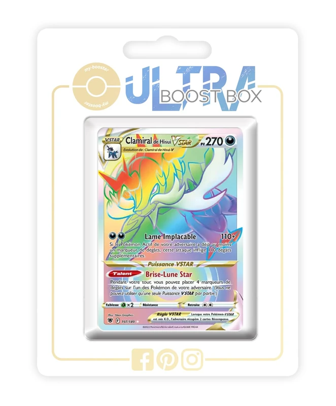 Clamiral de Hisui VSTAR (Hisuian Samurott VSTAR) 197/189 Shiny Rainbow - my-booster X Épée et Bouclier 10 Astres Radieux - Box of 10 Pokemon French Cards