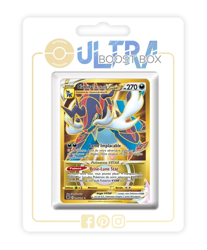 Clamiral de Hisui VSTAR (Hisuian Samurott VSTAR) 209/189 Shiny Gold - my-booster X Épée et Bouclier 10 Astres Radieux - Box of 10 Pokemon French Cards
