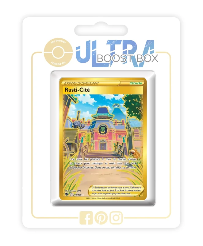 Rusti-Cité (Jubilife Village) 212/189 Shiny Gold Trainer - my-booster X Épée et Bouclier 10 Astres Radieux - Box of 10 Pokemon French Cards