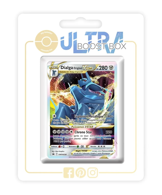 Dialga Originel VSTAR (Origin Forme Dialga VSTAR) SWSH256 Full Art - my-booster X Épée et Bouclier 10 Astres Radieux - Box of 10 Pokemon French Cards