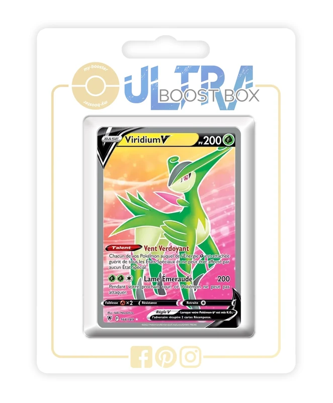 Viridium V (Virizion V) 164/189 Full Art - my-booster X Épée et Bouclier 10 Astres Radieux - Box of 10 Pokemon French Cards