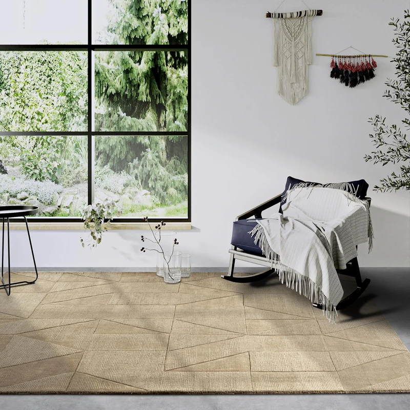 Villeroy & Boch Ursule Wool Rug - Natural Living Room Rug - Hand Woven & Environmentally Friendly - Boho Rug Wool for Living Room, Bedroom, Dining Room, Hallway, Kitchen - Beige, 120 x 170 cm