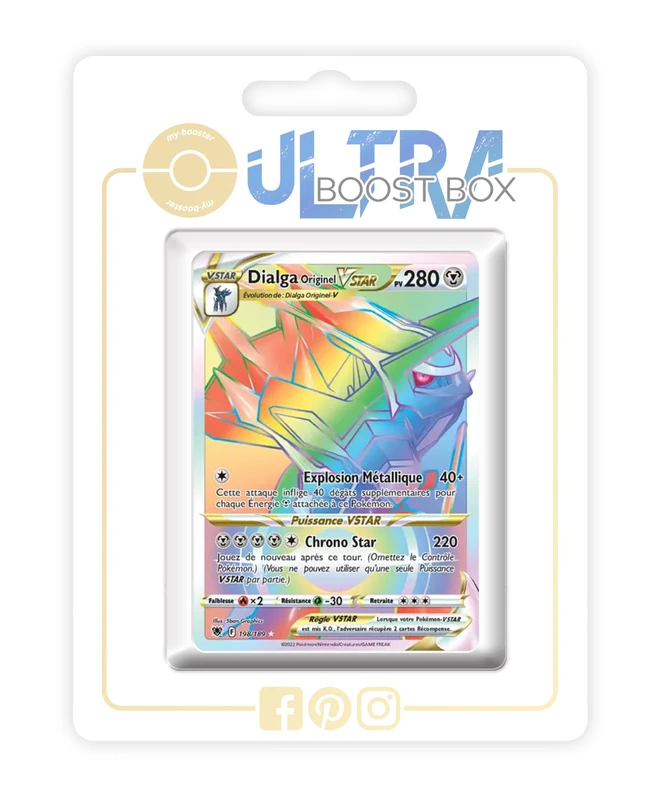 Dialga Originel VSTAR (Origin Forme Dialga VSTAR) 198/189 Shiny Rainbow - my-booster X Épée et Bouclier 10 Astres Radieux - Box of 10 Pokemon French Cards