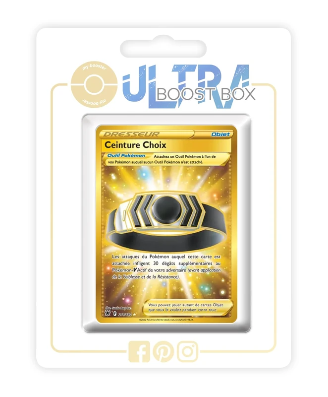 Ceinture Choix (Choice Belt) 211/189 Shiny Gold Trainer - my-booster X Épée et Bouclier 10 Astres Radieux - Box of 10 Pokemon French Cards