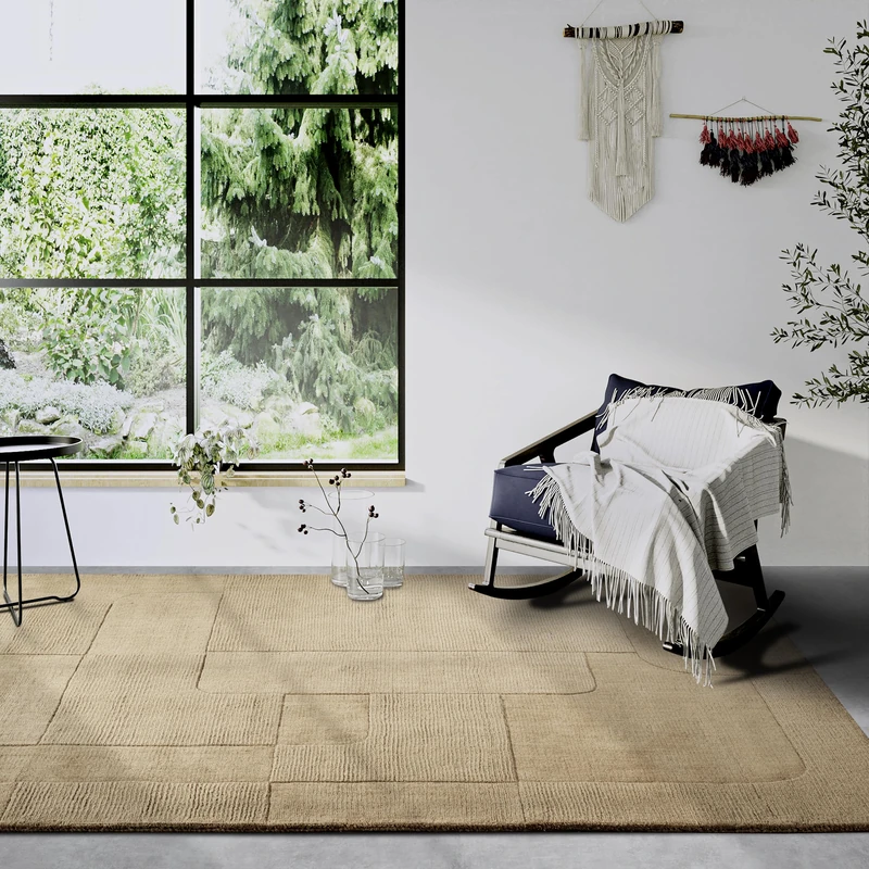 Villeroy & Boch Charlotte Wool Rug, Natural Living Room Rug, Hand Woven & Environmentally Friendly, Boho Rug Wool for Living Room, Bedroom, Dining Room, Hallway, Kitchen - Beige, 80 x 150 cm