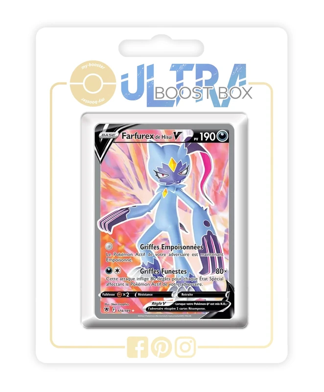 Farfurex de Hisui V (Hisuian Sneasler V) 174/189 Full Art - my-booster X Épée et Bouclier 10 Astres Radieux - Box of 10 Pokemon French Cards