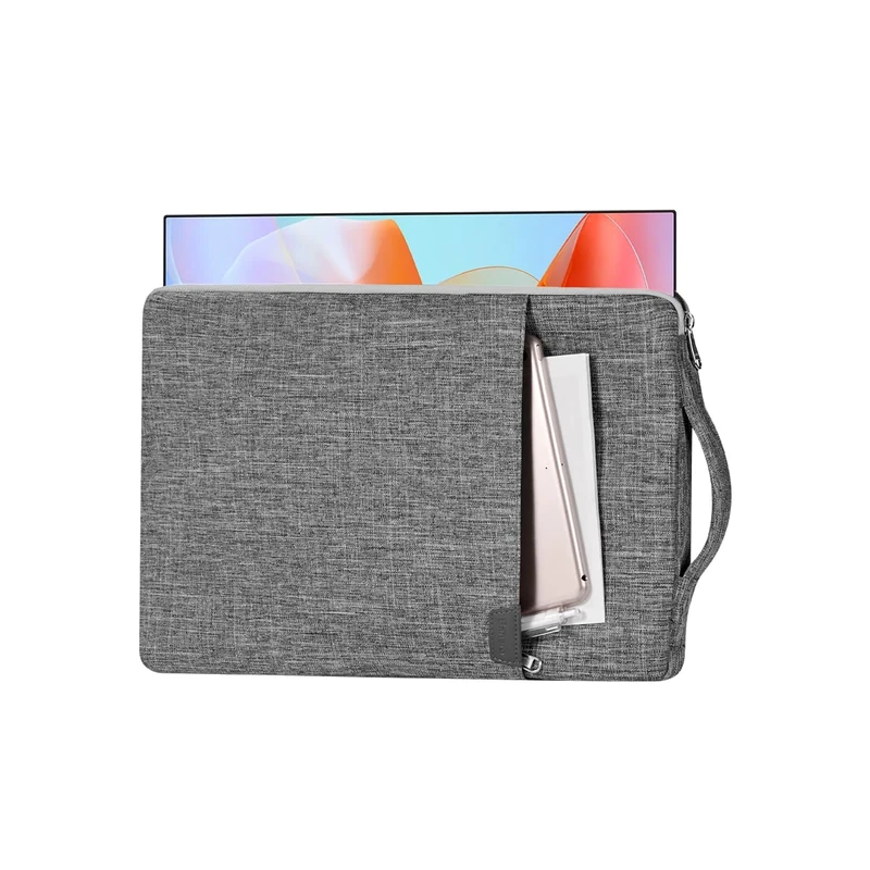 15.6/16.1-inch Portable Monitor Case with Acessories Storage, Sleeve for Most 15.6/16.1" Portable Monitors, Water-resistant Monitor Cover with Pocket, (Gray)
