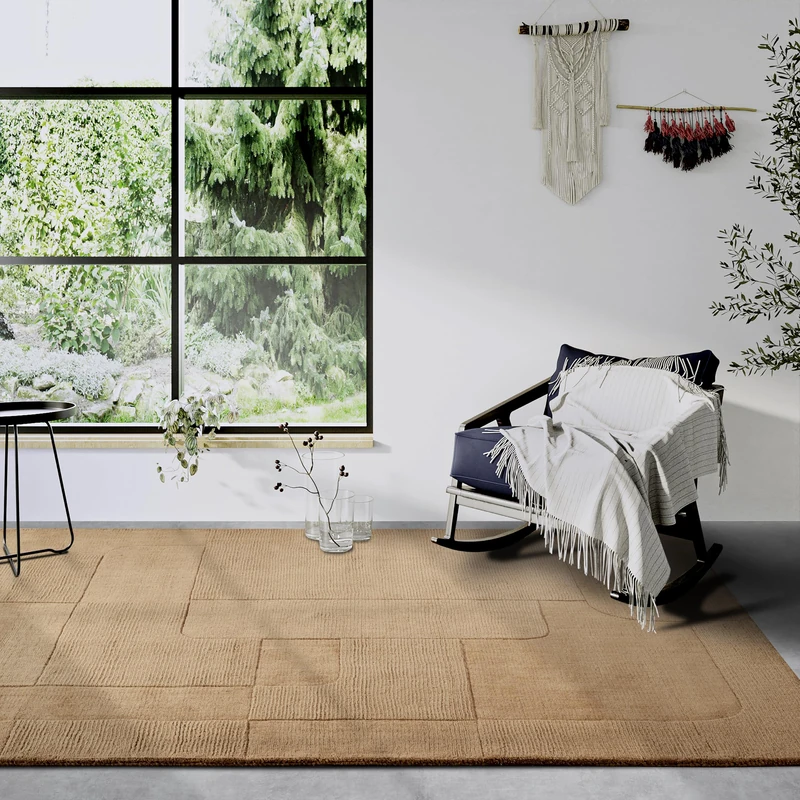 Villeroy & Boch Charlotte Wool Rug, Natural Living Room Rug, Hand Woven & Environmentally Friendly, Boho Rug Wool for Living Room, Bedroom, Dining Room, Hallway, Kitchen - Brown, 120 x 170 cm