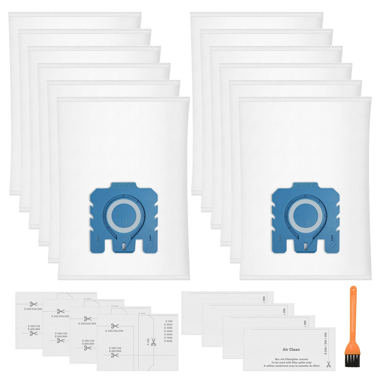 12 Pack GN 3D Efficiency Dust Bags for Miele GN Hoover Bag for Classic C1 Complete C2 Complete C3 S2 S5 S8 S400 Series Vacuum Cleaners with 4 Motor Protection Filter 4 Exhaust Filter 9917730