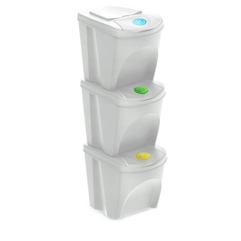 WELL HOME MOBILIARIO & DECORACIÓN Set of 3 Recycling Bin Off White 3 x 25L