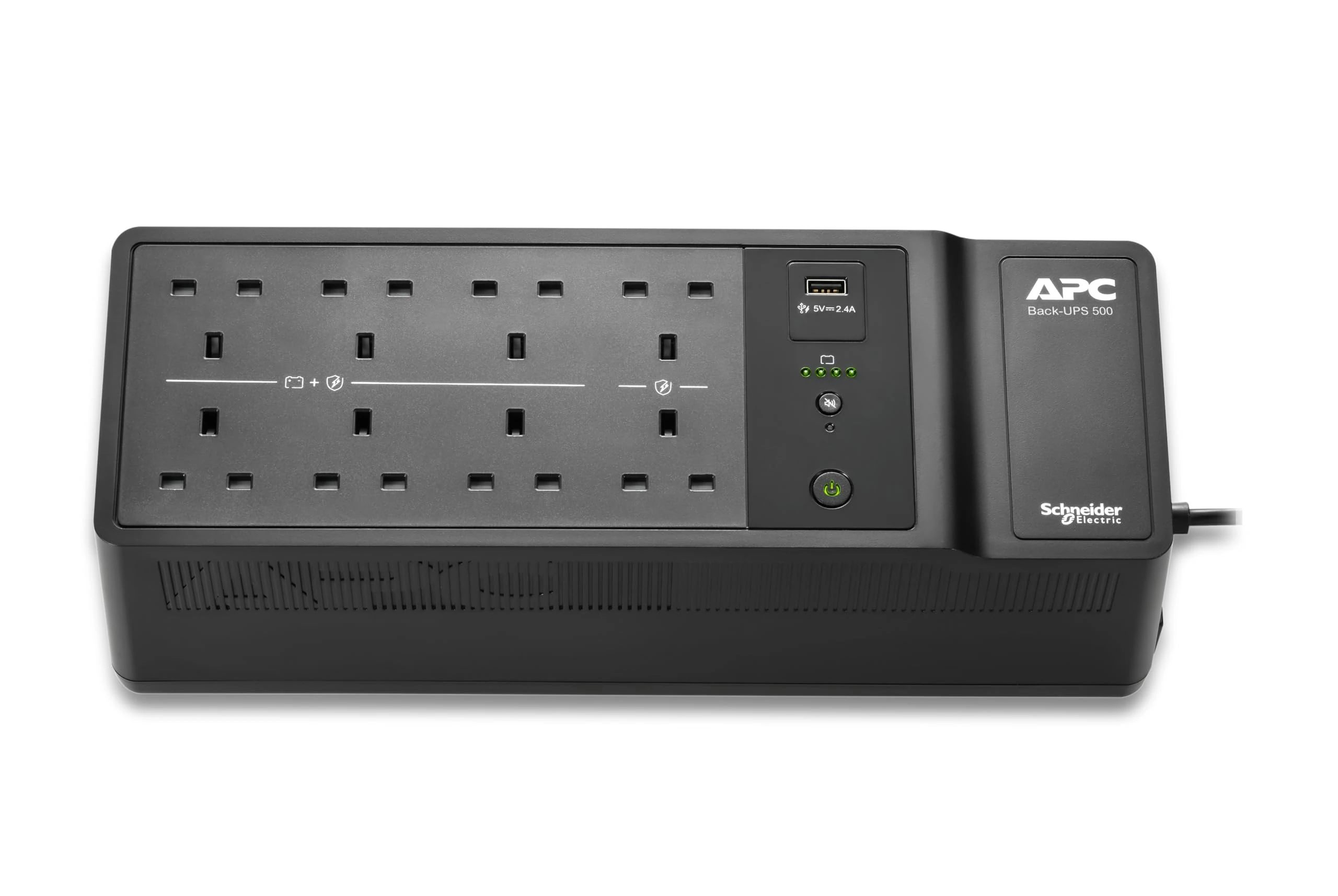APC UPS for Home, 500VA UPS Battery Backup with AVR, 8x British BS1363A outlets (1) USB Charger Port, Back-UPS Uninterruptible Power Supply BE500G2-GR