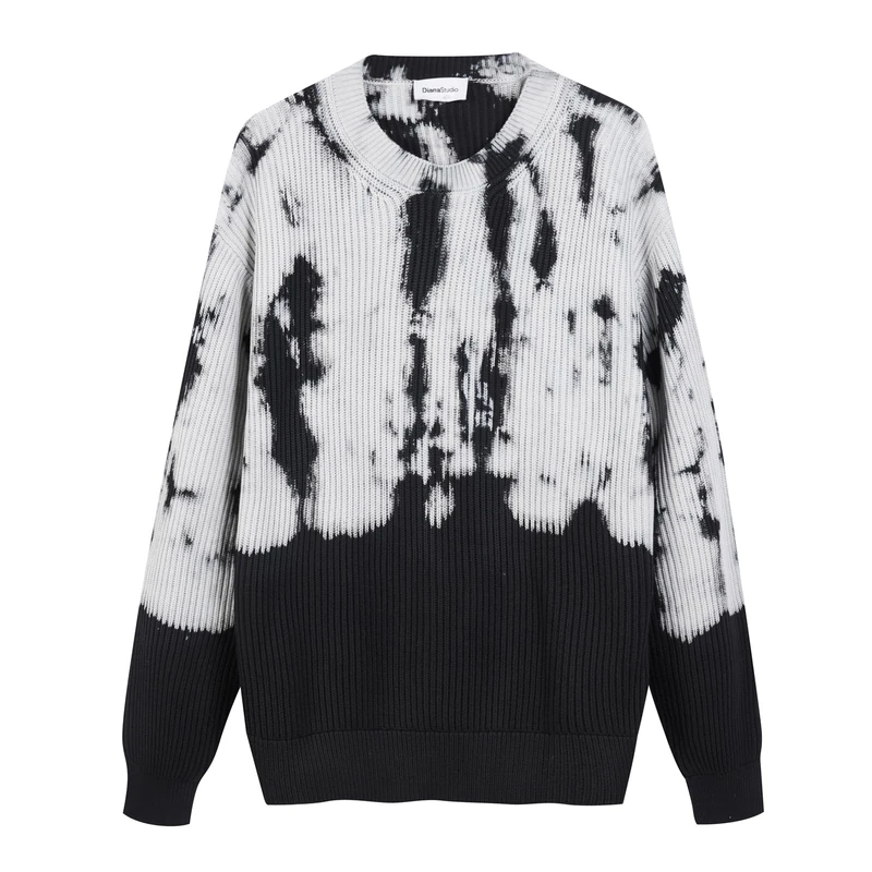 Diana Studio - Crew Neck Tye Dye, Men's Black-Grey, Wool, Long Sleeves, Size L, Regular Fit, Multi-Coloured, L-XXL - Image 1