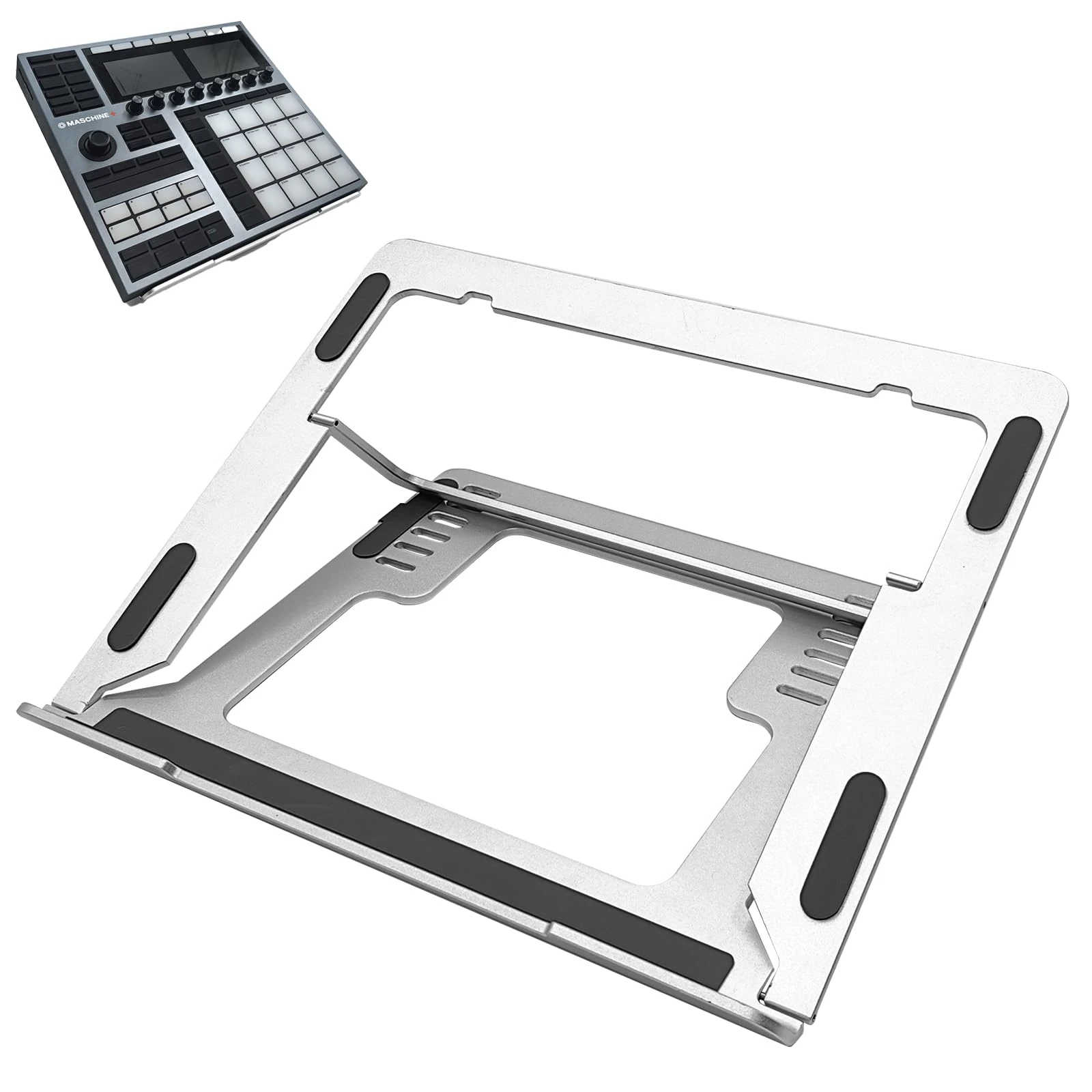 Musiin Drum Controller Foldable Stand Compatible with NI Maschine MK3,Ableton Push3, Akai MPC One+,MPC Live 3,Behringer Mixer lift adjustable,Solid Aluminum Portable Folding Stand for Home Studio