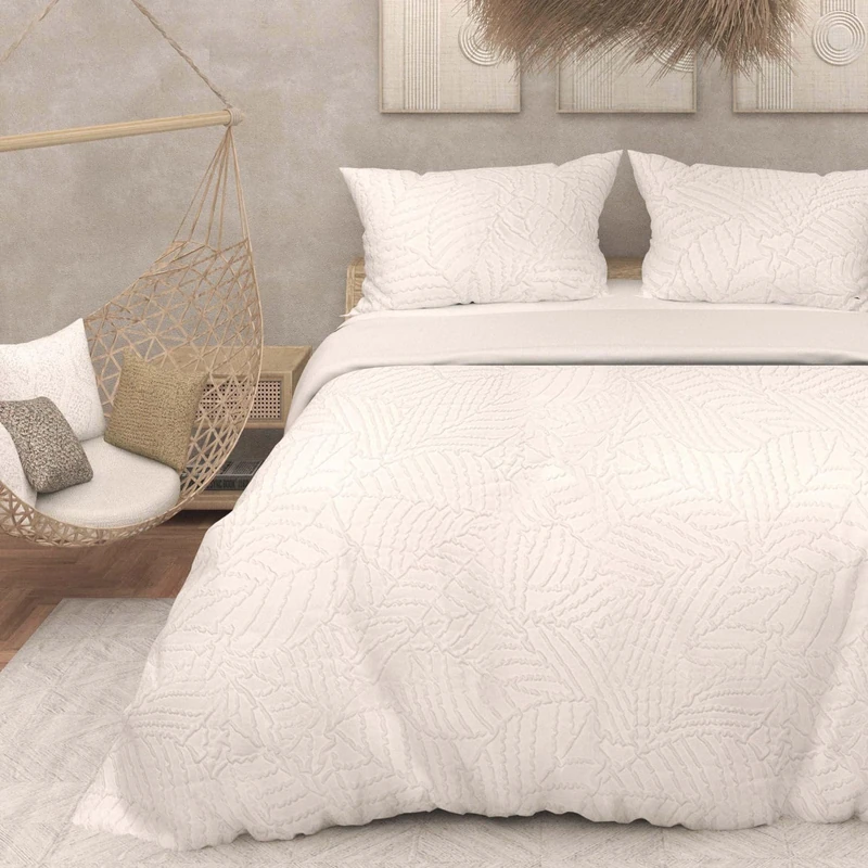 Intemporel Soleil d'Ocre 3D Microfibre Duvet Cover Set 240 x 220 cm Maya White
