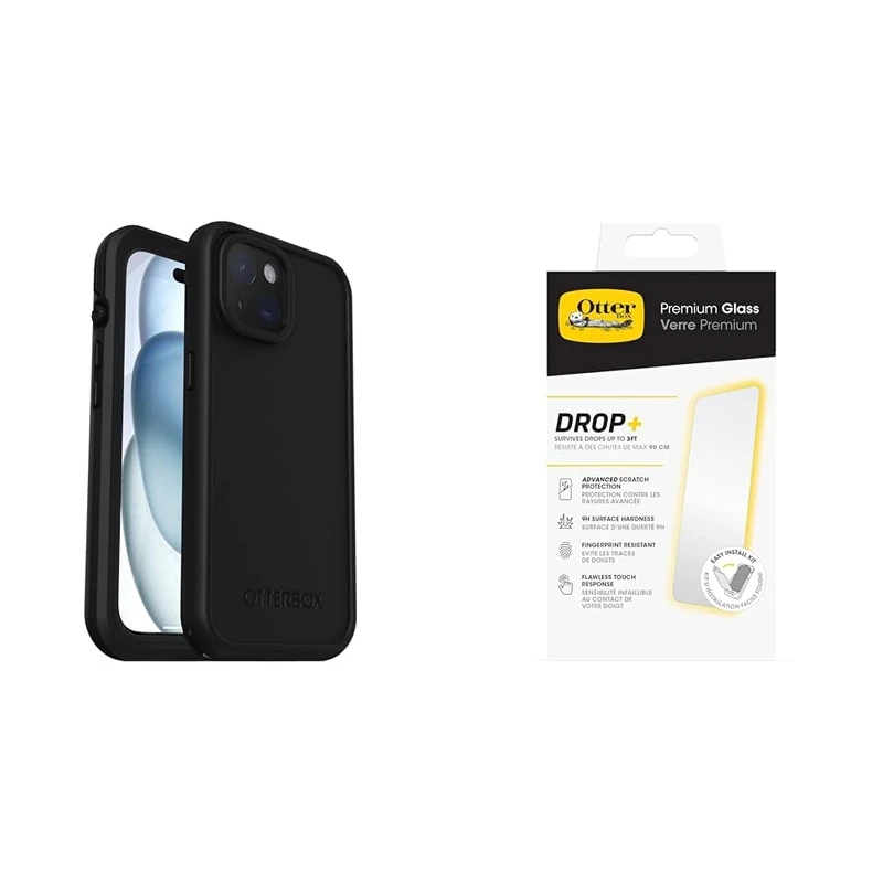 OtterBox Fre MagSafe Apple iPhone 15 - black with Premium Tempered Glass Protector