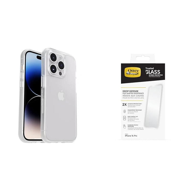 OtterBox Protective Sleek Case Apple iPhone 14 Pro - clear - ProPack with Premium Tempered Glass Protector