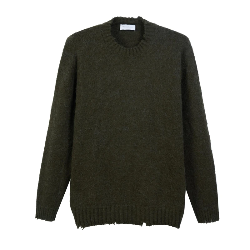 Diana Studio Men's Garzato Verde Military Cardigan Sweater, Green, M-XL