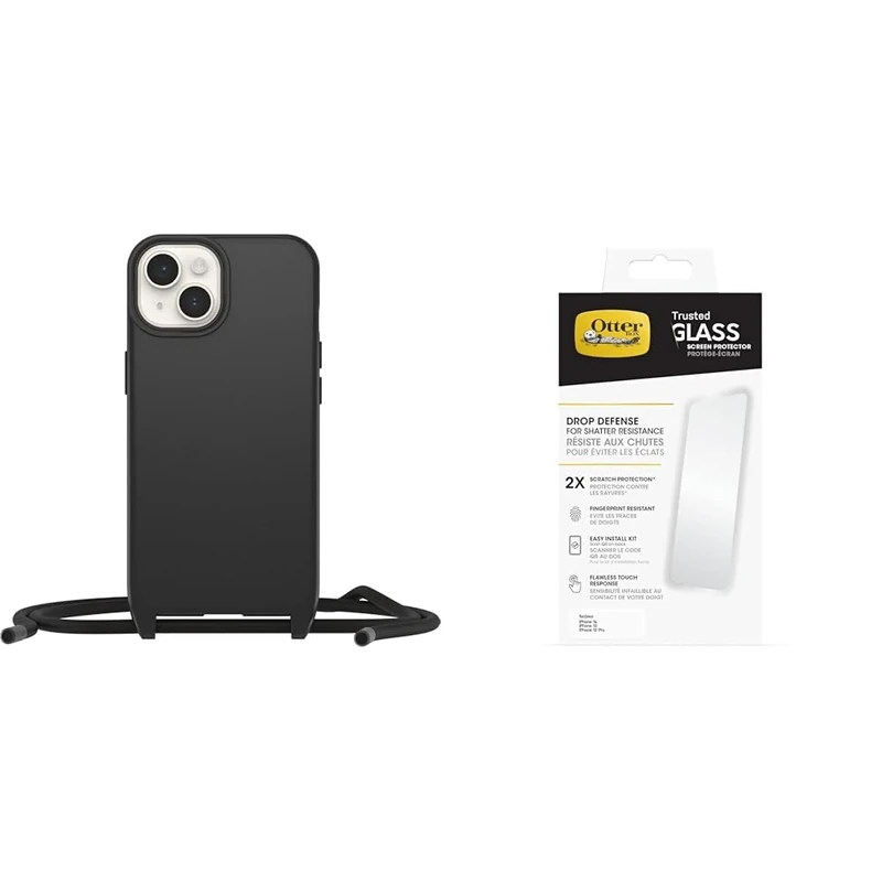 OtterBox React Necklace MagSafe Apple iPhone 14 - black with Premium Tempered Glass Protector