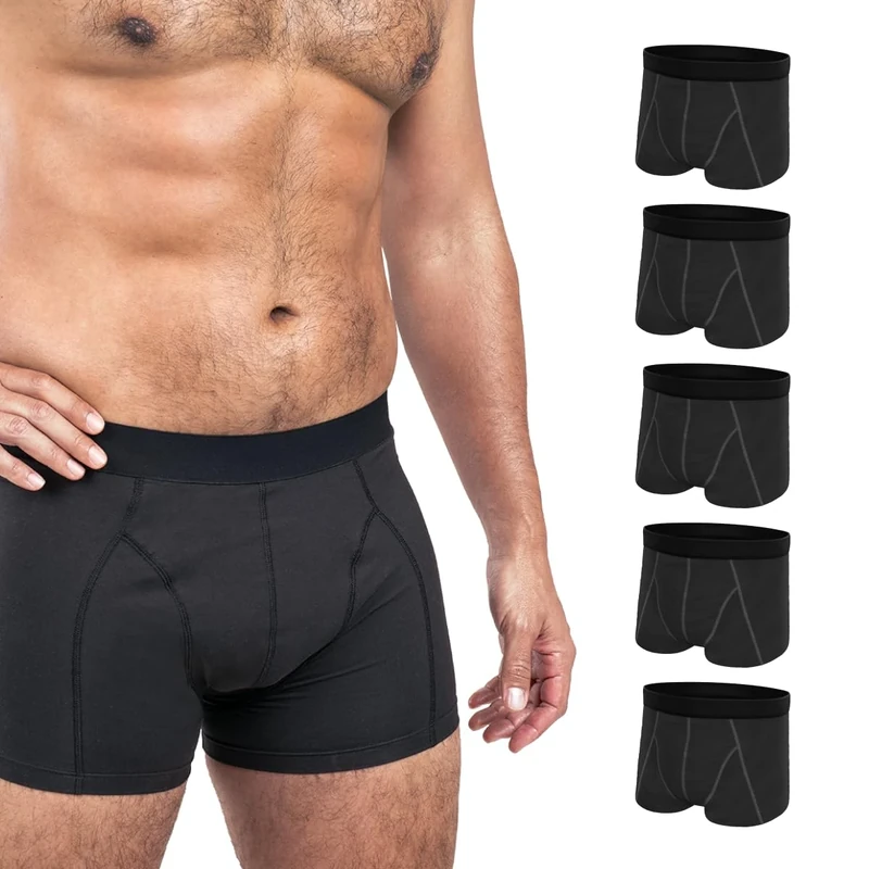 MoliCare Men - Invisible Washable Absorbent Incontinence Pants, Protective Boxers for Drips & Dribbles, Size M, Washable at 60° C, No Biocides, Oeko-Tex, Tumble Dry Safe, Black, Pack of 5