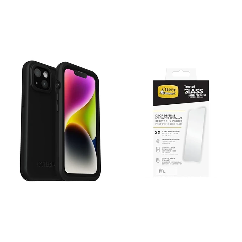 OtterBox Fre MagSafe Apple iPhone 14 Black with Premium Tempered Glass Protector