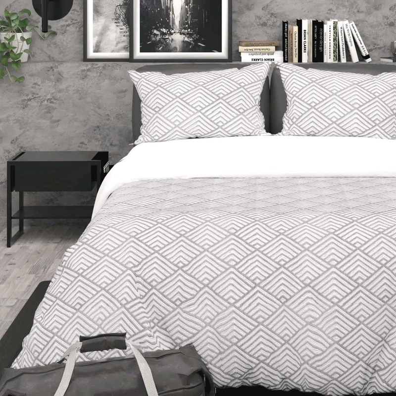 Intemporel Soleil d'Ocre 3D Microfibre Duvet Cover Set 260 x 240 cm Laya Grey