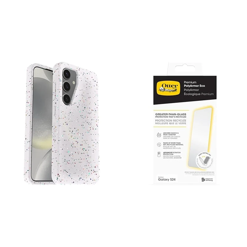 OtterBox Core Samsung Galaxy S24 Sprinkles - white with Premium Glass Screen Protector