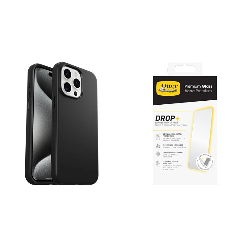 OtterBox Symmetry MagSafe Apple iPhone 15 Pro Max - black - ProPack with Premium Tempered Glass Protector