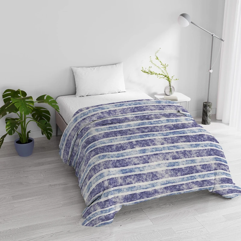 Italian Bed Linen BASIC Padded and Printed Winter Quilt Jeans Stripes 200 x 245 cm