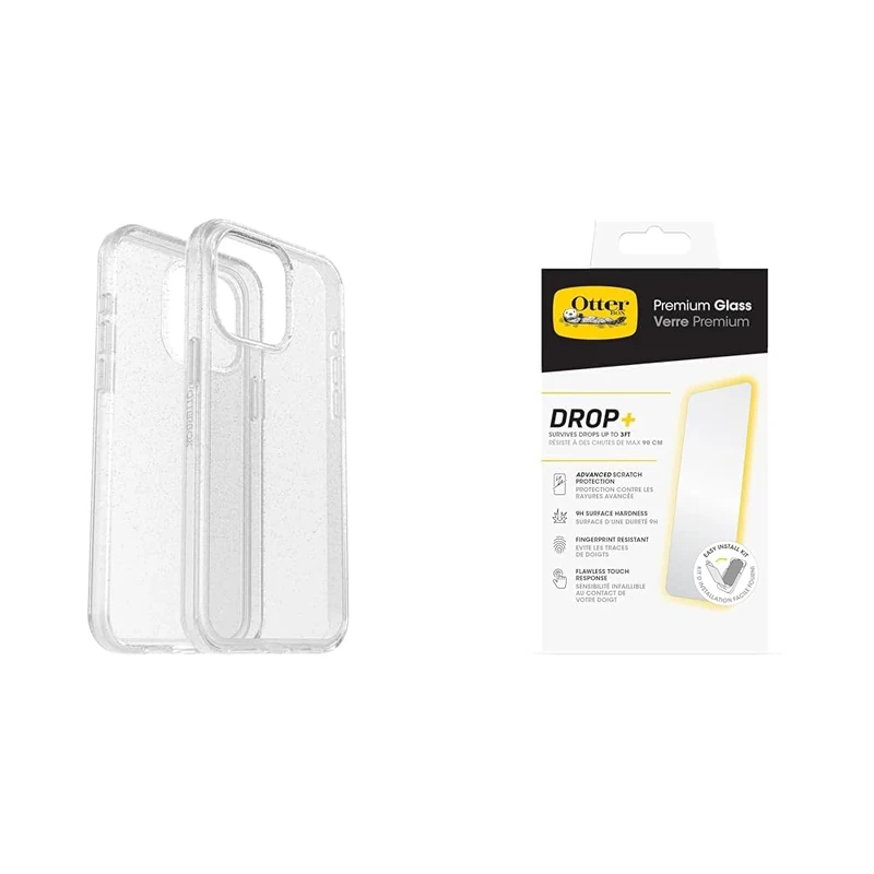 OtterBox Symmetry Clear Apple iPhone 15 Pro Max Stardust - clear with Premium Tempered Glass Protector