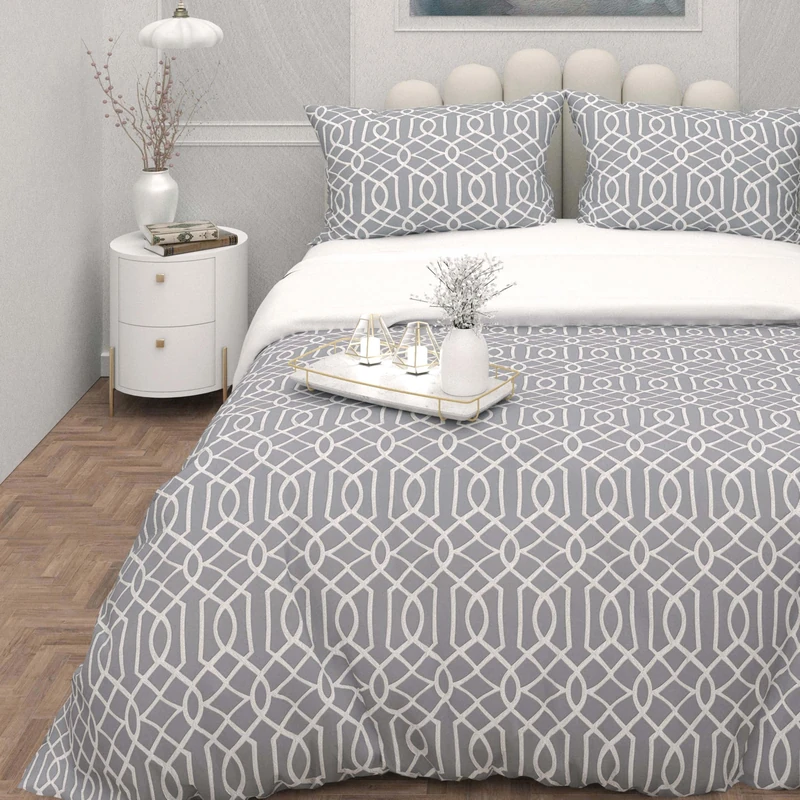Intemporel Soleil d'Ocre 3D Microfibre Duvet Cover Set 260 x 240 cm Anya Grey