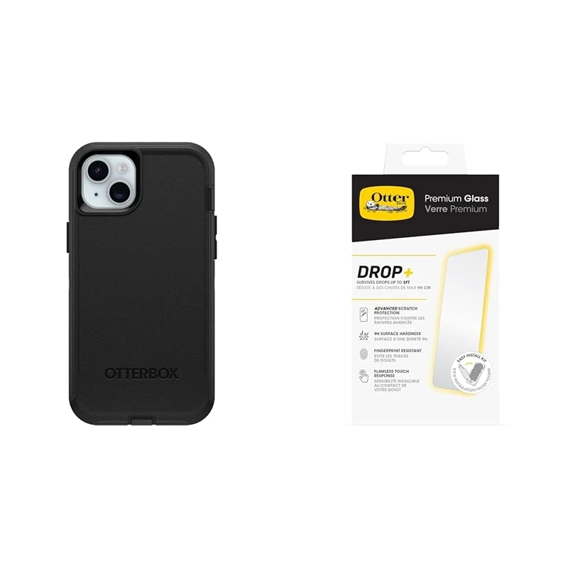 OtterBox Defender Apple iPhone 15 Plus/iPhone 14 Plus - black - ProPack with Premium Tempered Glass Protector