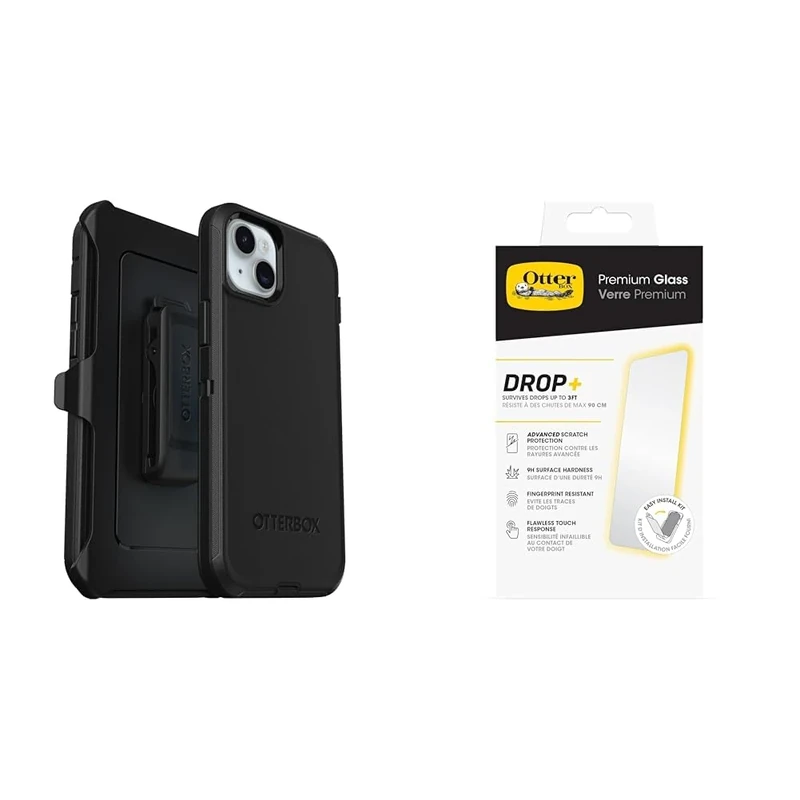 OtterBox Defender Apple iPhone 15 Plus/iPhone 14 Plus - black with Premium Tempered Glass Protector