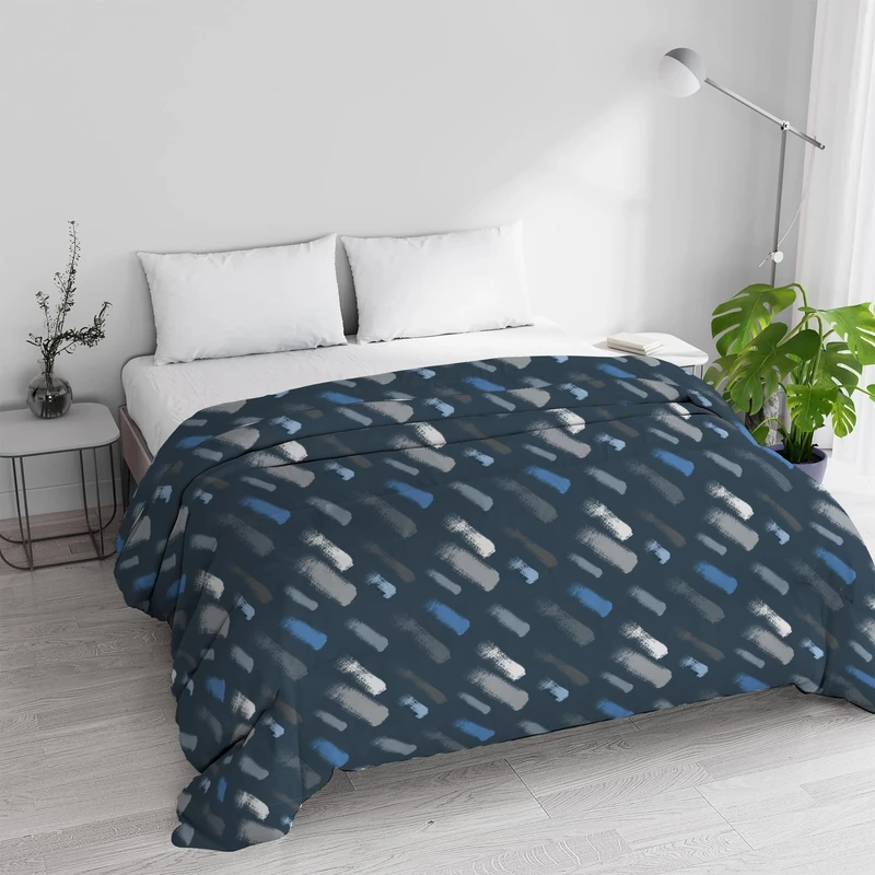 Winter Quilted Quilt for Double Bed 250 x 245 cm DoubleFace Basic Chalks Pattern, Made in Italy – Reversible Duvet in Soft Microfibre 200 g/m² – Machine Washable Duvet