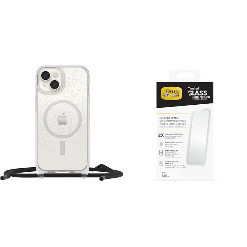 OtterBox React Necklace MagSafe Apple iPhone 14 Stardust - clear with Premium Tempered Glass Protector
