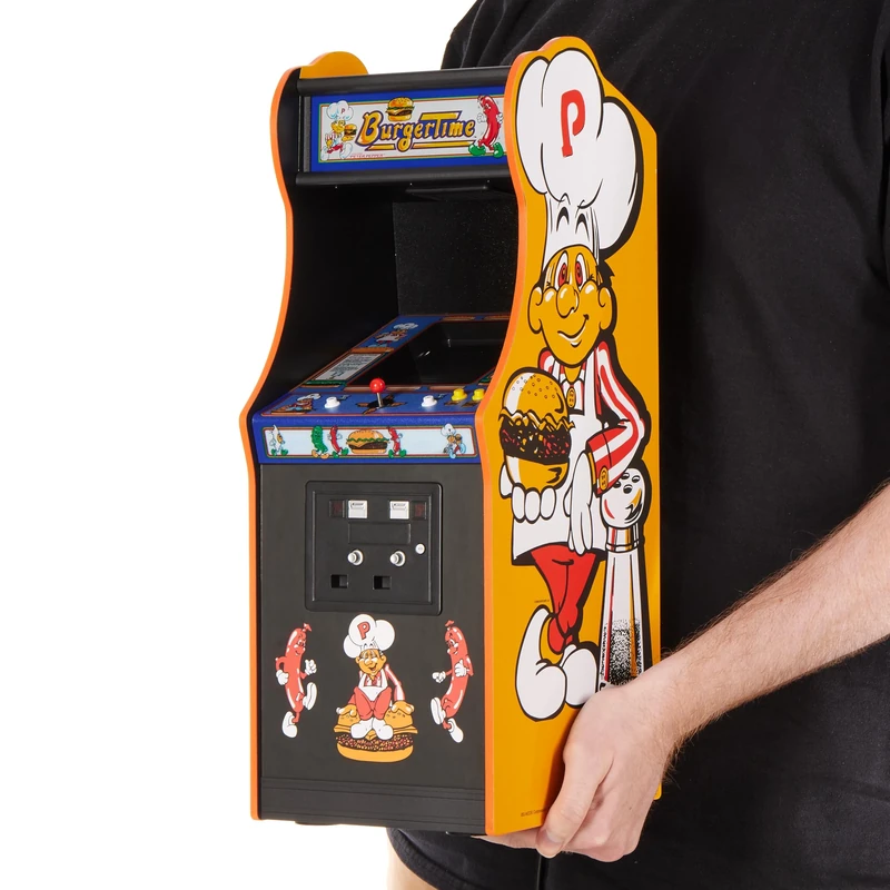 Numskull Quarter Arcades Burger Time Collector's Edition Mini Arcade - Retro 1/4 Scale Authentic Wooden Replica, Original ROM, DIP Switch Access, 5" TFT Screen for Enthusiasts [video game]