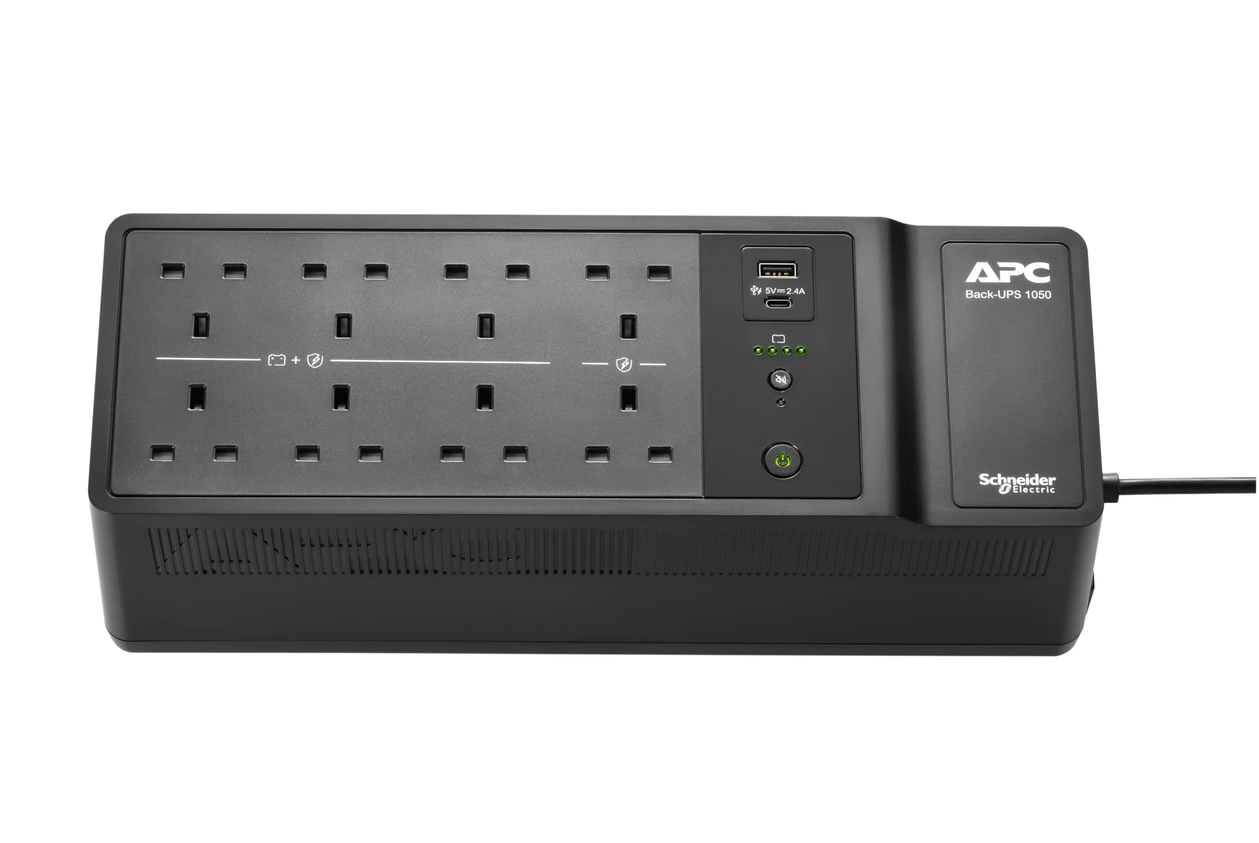 APC UPS for Home, 1050VA UPS Battery Backup with AVR, 8x British BS1363A outlets, (2) USB Charger Ports, Back-UPS Uninterruptible Power Supply, BE1050G2-UK