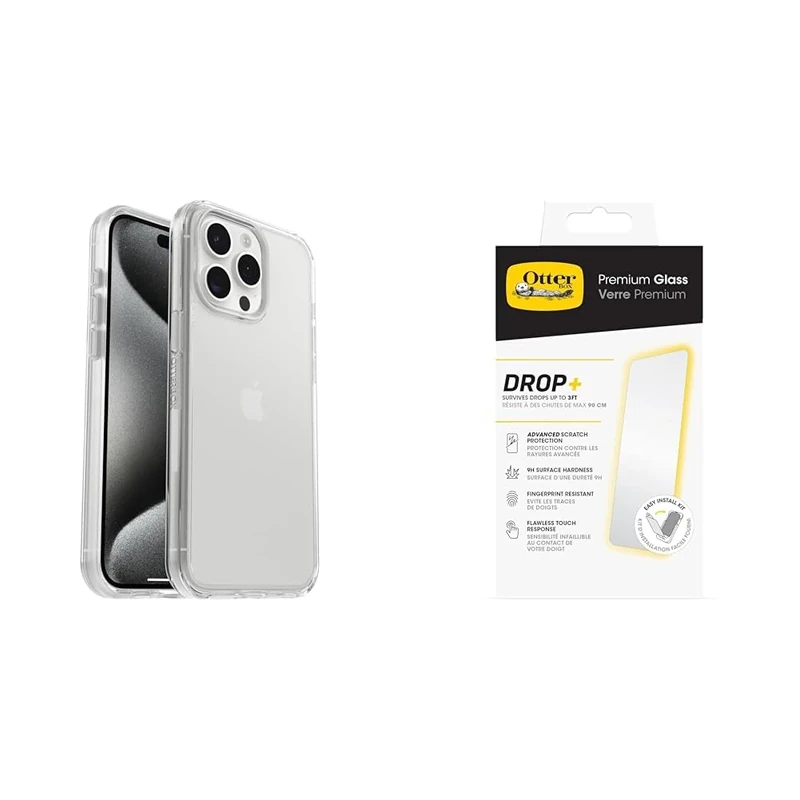 OtterBox Symmetry Clear Apple iPhone 15 Pro Max - clear with Premium Tempered Glass Protector